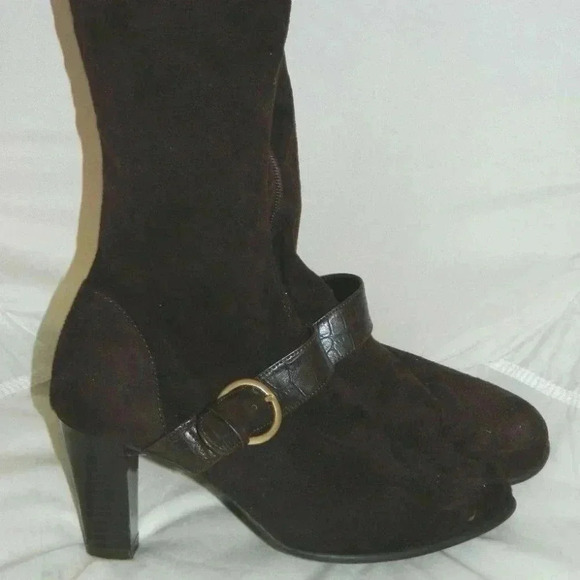 PREDICTIONS Brown Faux Suede Animal Print Boot - Picture 1 of 4